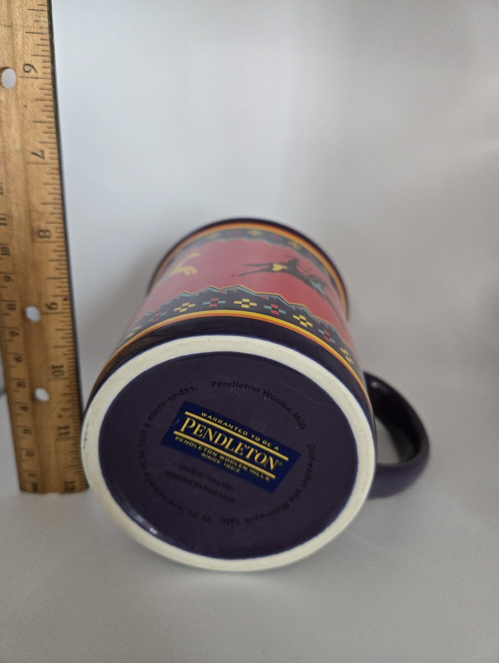 Pendleton Mills Celebrate The Horse Red Southwestern Horse Pattern Ceramic Mug - Picture 9 of 10